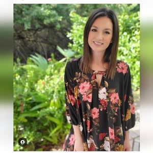 Black Floral Tunic